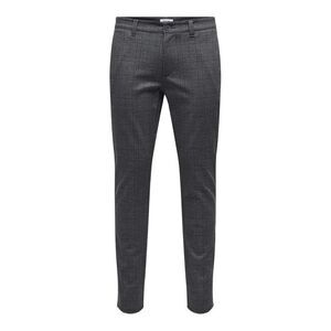 Only Mens Plaid Slim Chinos / Gray